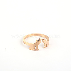 Stylish Adjustable Stainless Steel Wolf Cuff Rings for Women, Minimalist Fashion Hand Jewelry, Rose Gold, show in picture(CD3807-14)