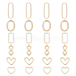 CHGCRAFT 24Pcs 6 Styles Brass Linking Rings, Long-Lasting Plated, Mixed Shapes, Real 18K Gold Plated, 4pcs/style(KK-CA0001-42G)