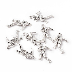 Tibetan Style Alloy Pendants, Rugby Player, Antique Silver, 30x17.5x3.5mm, Hole: 1.5mm(FIND-C007-03AS)