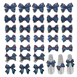 280Pcs 7 Styles Resin Cabochons, with Glitter Powder, Bowknot, Prussian Blue, 7~10x10~11.5x2.5~3mm, 40pcs/style(CRES-AR0001-26)