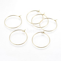 316 Surgical Stainless Steel Hoop Earring Findings, Wine Glass Charms Findings, Golden, 20~21 Gauge, 33.9~34.9x29.1~29.8x0.7~0.8mm(STAS-P221-01C-G)