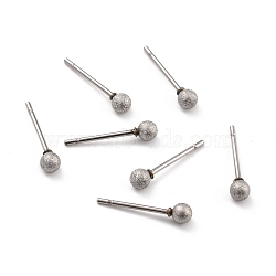 201 Stainless Steel Textured Ball Stud Earrings, Post Earrings with 304 Stainless Steel Pin for Women , Stainless Steel Color, 19x8mm, Pin: 0.7mm(STAS-Z039-01A-P)