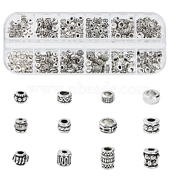 250Pcs 12 Style Tibetan Style Alloy Beads, Mixed Shapes, Antique Silver, 4.5~7x3~6mm, Hole: 1.5~3mm(FIND-DC0005-28)