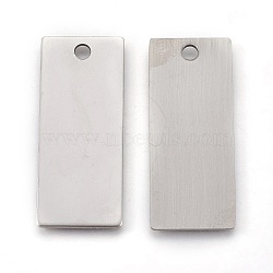 Stainless Steel Pendants, Stamping Blank Tag, Rectangle, Stainless Steel Color, 38x16x1mm, Hole: 2.5mm(STAS-E448-01P-AAA)