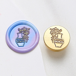 Wax Seal Brass Stamp Head, Bottle Pattern, for Wax Seal Stamp, Golden, 25x14.5mm, Hole: 7mm(AJEW-G056-01T)