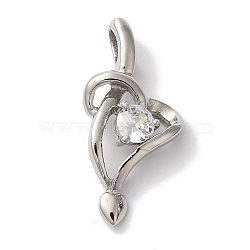 304 Stainless Steel Pendants, with Clear Cubic Zirconia, Heart, Stainless Steel Color, 27x23.5x6.5mm, Hole: 4.5x3.5mm(STAS-Z075-34P)