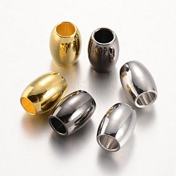 Barrel Brass European Large Hole Beads, Mixed Color, 9x7mm, Hole: 4mm(X-KK-E673-004)