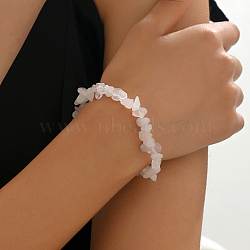 Fashionable Vintage Natural Rose Quartz Chip Beaded Stretch Women's Bracelets, Inner Diameter: 3-1/8 inch(8cm)(NQ6135)