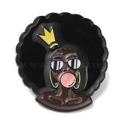 Human Girl Enamel Pins, Black Alloy Brooch for Backpack Clothes, Gold, 30x27.5x1.2mm(JEWB-H020-05EB-03)