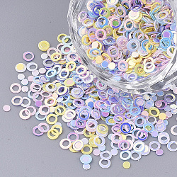 Ornament Accessories, PVC Plastic Paillette/Sequins Beads, Flat Round & Ring, Mixed Color, 2~3x0.4mm, Hole: 1.8mm(X-PVC-S035-006)