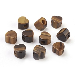 Natural Tiger Eye European Beads, Large Hole Beads, Heart, 13~14x13~14x9~10mm, Hole: 5.5~6mm(G-F580-C05)