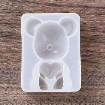 Silicone Molds, Resin Casting Molds, For UV Resin, Epoxy Resin Jewelry Making, Bear, White, 70x52x28mm