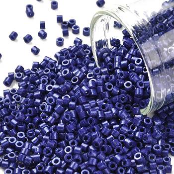 Cylinder Seed Beads, Opaque Colours Luster, Uniform Size, Midnight Blue, 2x1.5mm, Hole: 0.8mm, about 40000pcs/bag, about 450g/bag