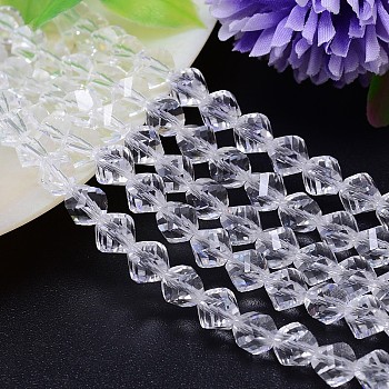 Faceted Polyhedron Imitation Austrian Crystal Bead Strands, Grade AAA, Clear, 8mm, Hole: 0.9~1mm, about 50pcs/strand, 15.7 inch