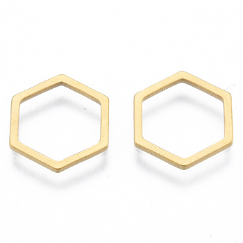 201 Stainless Steel Linking Rings, Hexagon, Golden, 12x14x1mm, Inner Diameter: 10x11.5mm