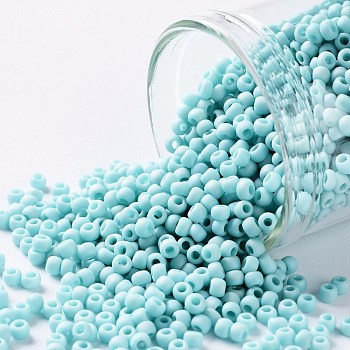 TOHO Round Seed Beads, Japanese Seed Beads, (413F) Turquoise Opaque Rainbow Matte, 11/0, 2.2mm, Hole: 0.8mm, about 5555pcs/50g