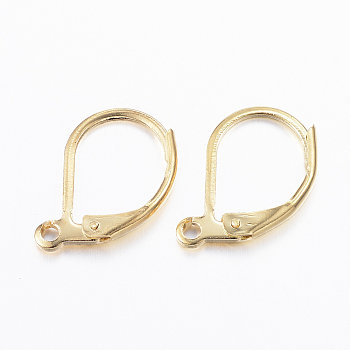 304 Stainless Steel Leverback Earring Findings, with Loop, Golden, 10x15x2mm, Hole: 1mm