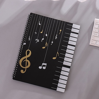 A4 Plastic Piano Sheet Folder, Binder Music Holder, Spiral Notebook Binder Organizer, Rectangle, Black, 315x235x15mm, 20 sheets/book