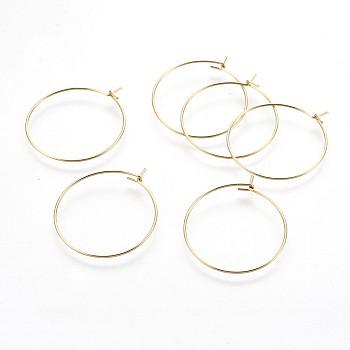 316 Surgical Stainless Steel Hoop Earring Findings, Wine Glass Charms Findings, Golden, 20~21 Gauge, 33.9~34.9x29.1~29.8x0.7~0.8mm