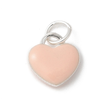 S925 Sterling Silver Pendant, with Enamel, PeachPuff, 10.5x10x3mm