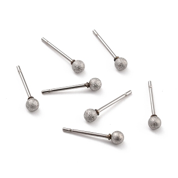 201 Stainless Steel Textured Ball Stud Earrings, Post Earrings with 304 Stainless Steel Pin for Women , Stainless Steel Color, 19x8mm, Pin: 0.7mm