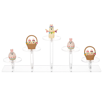 5-Tier Acrylic Action Figures Organizer Display Risers, Round Cupcake Dessert Display Holder Rack, for Doll, Toy, Collection, Dessert, Clear, 6.45x35x11.5cm