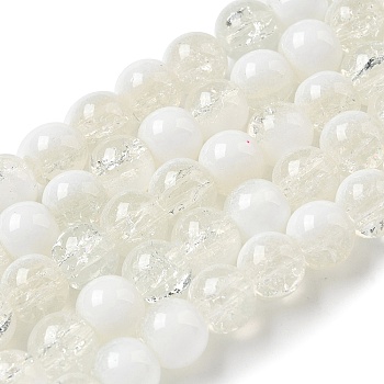 Crackle Glass Beads Strands, Rondelle, Clear, 8mm, Hole: 1mm, about 108~111pcs/strand, 309.45''(786cm)