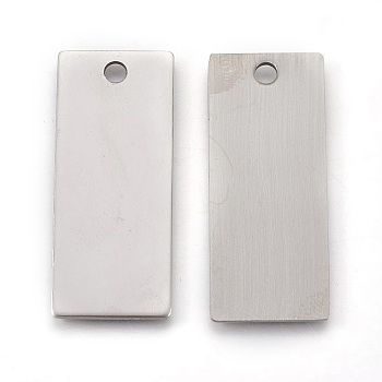 Stainless Steel Pendants, Stamping Blank Tag, Rectangle, Stainless Steel Color, 38x16x1mm, Hole: 2.5mm
