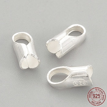 925 Sterling Silver Ends Caps, with 925 Stamp, Silver, 7x3mm, about 2mm inner diameter, Hole: 3x2mm