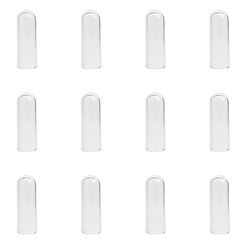 12Pcs Transparent Glass Straw Dustproof Covers, Reusable Drinking Straw Tips Cap, Arch, Clear, 40x16.5mm