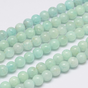 Natural Amazonite Bead Strands, Round, 6mm, Hole: 0.8~1mm, about 66pcs/strand, 15.7 inch