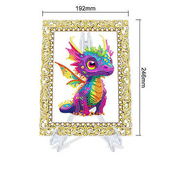 DIY Acrylic Picture Frame Diamond Painting Kits, Dragon, 246x192mm