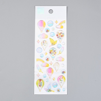 Epoxy Resin Sticker, for Scrapbooking, Travel Diary Craft, Hot Air Balloon Pattern, 0.6~2.8x0.6~2.8cm