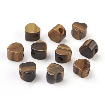 Natural Tiger Eye European Beads, Large Hole Beads, Heart, 13~14x13~14x9~10mm, Hole: 5.5~6mm