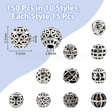 150Pcs 10 Style Zinc Alloy Beads(FIND-DC0003-67)-2