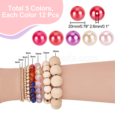 Elite 60Pcs 5 Colors Custom Resin Imitation Pearl Beads(RESI-PH0001-94)-2