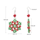 Flower Glass Pearl Beads Dangle Earrings for Christmas(EJEW-JE01615-01)-4