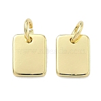 Brass Pendants, Rectangle Charms, Stamping Blank Tag, Cadmium Free & Lead Free, Rack Plating, Long-Lasting Plated, Real 18K Gold Plated, 9x7x1.5mm, Hole: 3.5mm, Jump Ring: 5x0.8mm(KK-D229-11G)