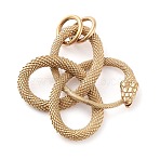 Ion Plating(IP) 304 Stainless Steel Pendants, with Jump Ring, Snake Charm, Antique Golden, 37x36.5x4.5mm, Hole: 7mm(STAS-R225-10G)
