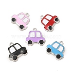 Alloy Enamel Pendants, Car Charm, Platinum, Mixed Color, 16.5x17.5x2mm, Hole: 2mm(PALLOY-I217-15P)