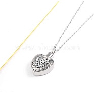 Clear Cubic Zirconia Heart Urn Ashes Pendant Necklace, 316L Stainless Steel Memorial Jewelry for Men Women, Stainless Steel Color, 19.69 inch(50cm)(BOTT-PW0001-040S-B)