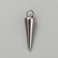 Stainless Steel Charms, Spike/Cone Charms, Stainless Steel Color, 14x4mm, Hole: 1.4mm(STAS-WH0029-84A-P)