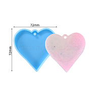 Heart DIY Pendant Silicone Molds, for Keychain Making, Resin Casting Molds, For UV Resin, Epoxy Resin Jewelry Making, Cornflower Blue, 72x72x9mm(SIMO-PW0001-322A)