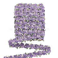 Elite 4.6~5Yards Flower Polyester Trim Ribbon, for Curtain Lace Trimmings, Purple, 3/4 inch(20mm)(OCOR-PH0001-97D)