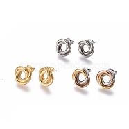 304 Stainless Steel Stud Earrings, Hypoallergenic Earrings, Interlocking Rings, with Ear Nuts, Mixed Color, 13mm, Pin: 0.8mm, 6pairs/card(EJEW-L241-02B)