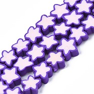 Handmade Polymer Clay Beads Strands, Star, Blue Violet, 8~10x8~10x3~4.5mm, Hole: 1.5mm, about 40pcs/strand, 12.60 inch~13.58inch (32~34.5cm)(CLAY-S096-043A)