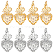 8Pcs 2 Colors Rack Plating Brass Micro Pave Cubic Zirconia Pendants, Lead Free & Cadmium Free, Long-Lasting Plated, Sacred Heart Charm, Mixed Color, 22x12.5x3mm, Hole: 3.5mm, 4pcs/color(KK-BC0011-95)