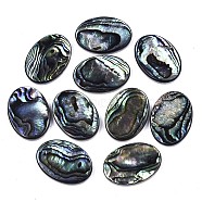 Natural Abalone Shell/Paua Shell Cabochons, with Freshwater Shell, Oval, Colorful, 25x18x3mm(X-SSHEL-N034-73B-01)