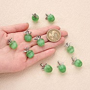 10Pcs Apple Gemstone Charm Pendant Crystal Quartz Healing Natural Stone Pendants Pink Silver Buckle for Jewelry Necklace Earring Making Crafts, Light Green, 20.5x14.8mm, Hole: 3mm(JX525B)