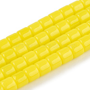 Opaque Solid Glass Bead Strands, Column, Yellow, 5~5.5x4~4.5mm, Hole: 1.4mm, about 95~99pcs/strand, 15.28 inch~39.3 inch(38.8~39.3cm)(GLAA-N047-09-F03)